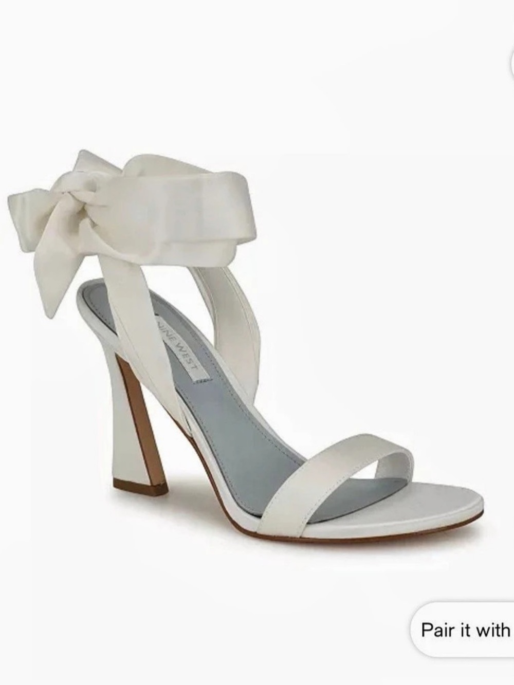 Nine West Kelsie Ankle Wrap Sculpted Heel Sandals White